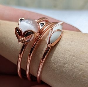 Fox ring, adjustable size, rose gold colored